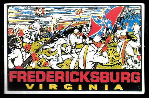 1950s VINTAGE CAR WINDOW TRAVEL STICKER FREDERICKSBURG VIRGINIA CIVIL WAR SOUTH