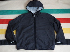 VTG 90s NIKE Black Fleece Lined Mini Swoosh Logo Black Nylon Zip Jacket Womens L