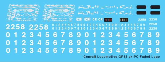 N Scale - Conrail Locomotive GP35 exPC Faded Logo Decals