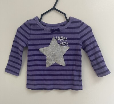 TCP Baby Girls Silver Glitter Star Striped Thermal Long Sleeve