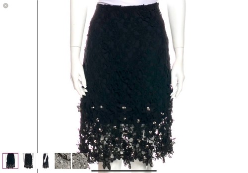 Zac Zac Posen Black Skirt Embellished With Flowers Crystals Size 4 - Picture 4 of 4