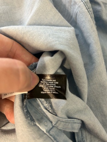 Lane Bryant One/Off Shoulder Blue Chambray Ruffle Top Size Women’s 22/24 NWT - Picture 7 of 9