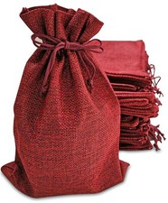 50 Small Burlap Bags with Drawstring, 4x6 Inch Red