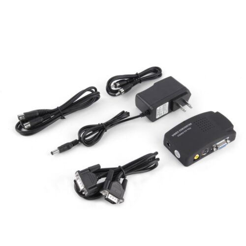 TV RCA Composite S-Video AV IN To PC VGA LCD Out Converter Adapter Box Black - Picture 7 of 12