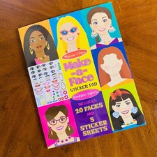 Melissa  Doug Make-a-Face Sticker Pad Fashion Faces 20 Faces  5 Sticker Sheets