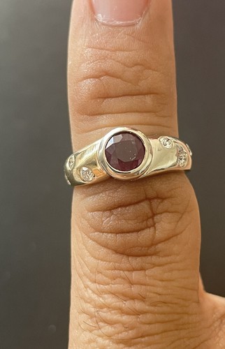 14k Yellow/White Gold 1.08CT Rubellite and 0.18CTW Diamond Ring. size 6. (N47) - Picture 2 of 7