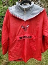 Vintage 90s Mighty-Mac Sports Chicago Bulls NBA Windbreaker Pullover Jacket Sz S