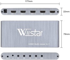 HDMI 4X1 QUAD Multi-Viewer Switcher Support 1080P 3D for PS4/PC/STB/DVD.