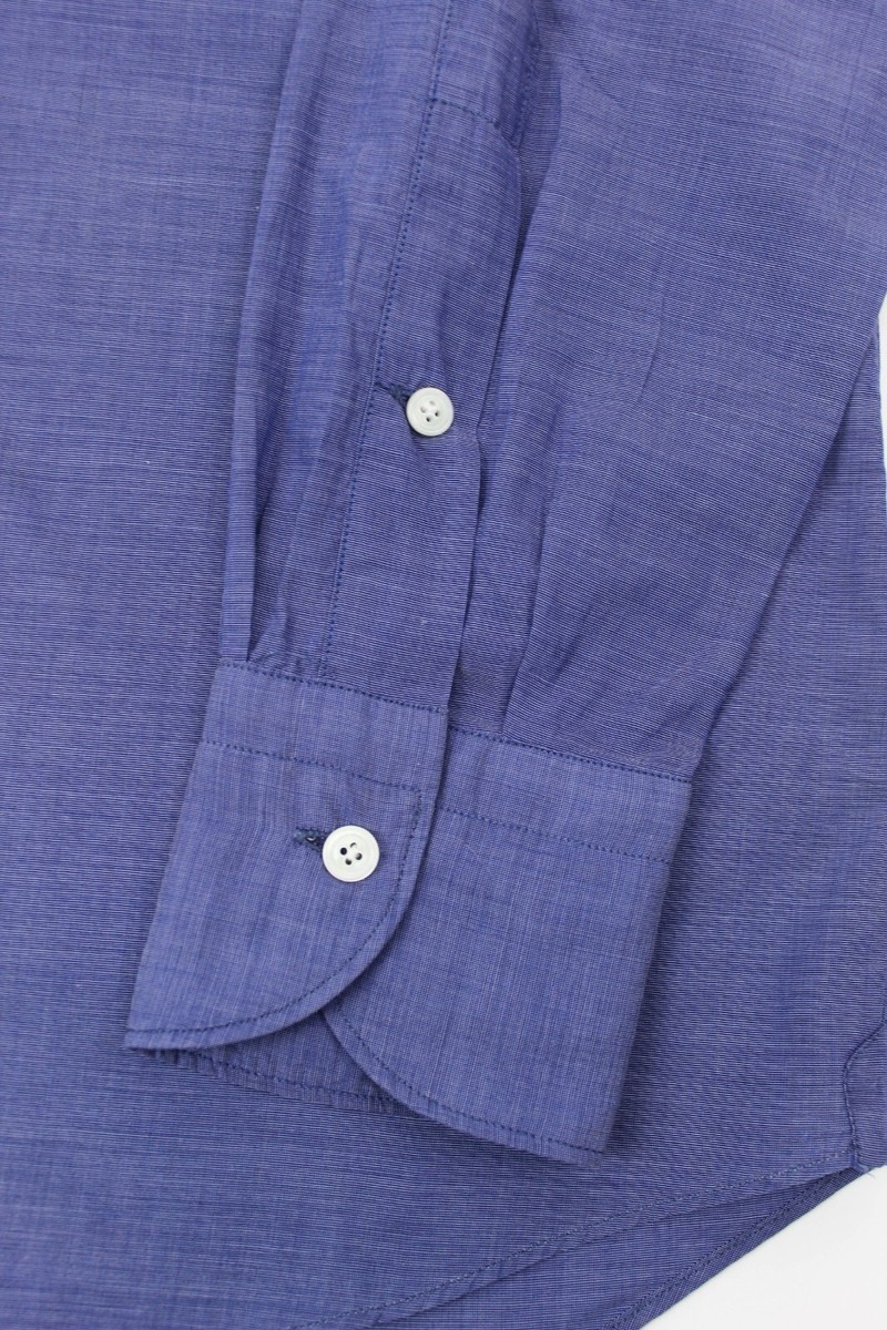 Salle Privée Blue End-on-End Cotton Cutaway Collar Slim Dress Shirt 15/38 Italy View 4
