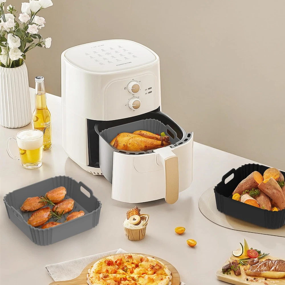 Air Fryer Silicone Liners Square 2 Pack 7.7inch Airfryer Liners 4-7 QT Reusable Air Fryer Silicone Liners Square 2 Pack 7.7inch Airfryer Liners 4-7 QT Reusable