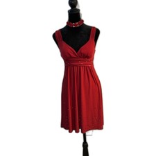 ( STFU) Janice Red Sequin Empire Waist Mini Dress — V-Neck Wrap, Cocktail Party
