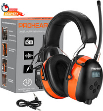 PROHEAR 027 AM FM Radio Headphones with Digital Display, 25Db NRR, Safety Ear Pr