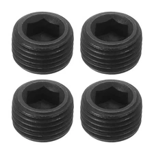 4Pcs Socket Pipe Plugs, M16-1.5x10mm Carbon Steel Hex Thread Pipe Caps, Black