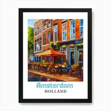 Netherlands Amsterdam, travel poste Framed Wall Art Poster Canvas Print Picture