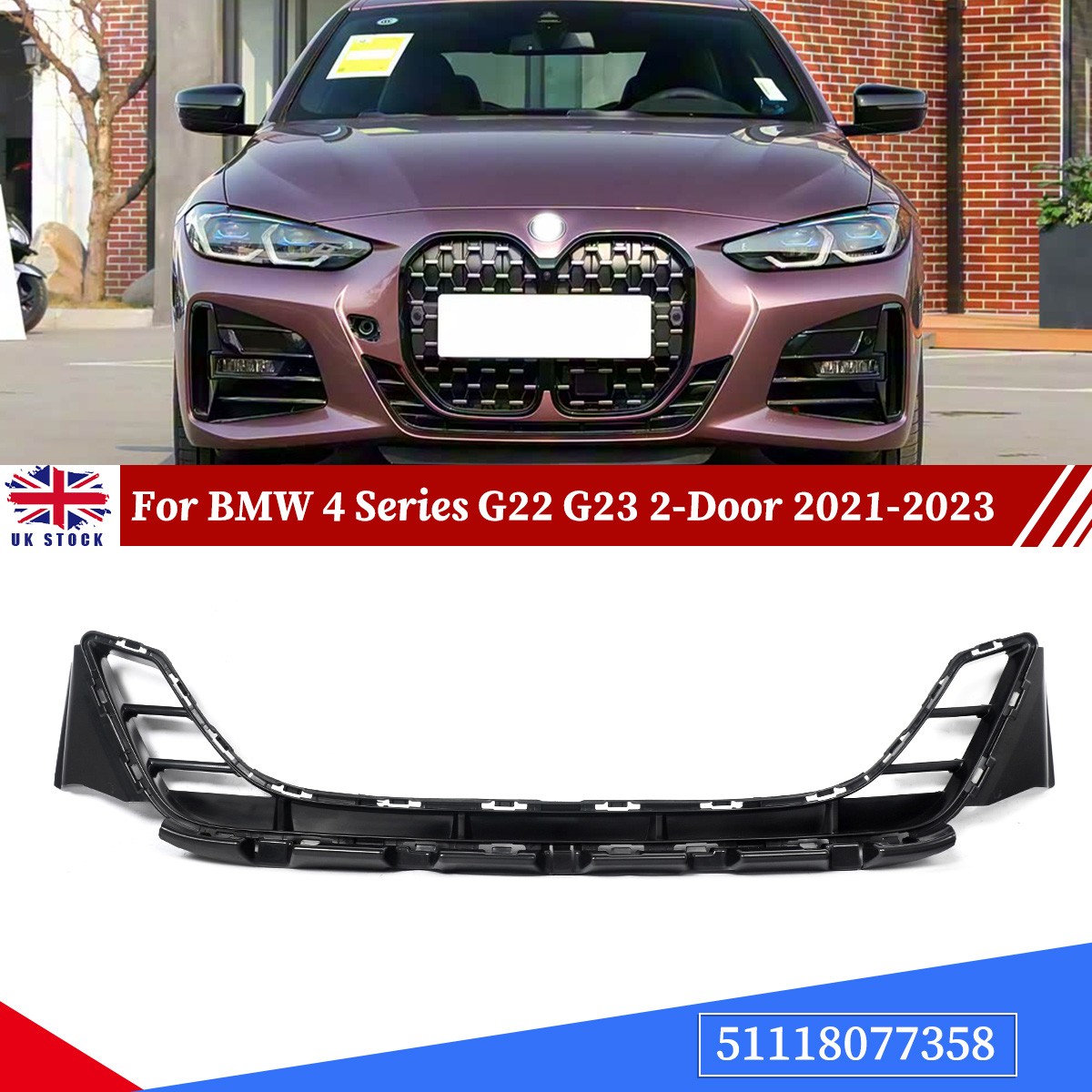 For BMW 4 Series G22 G23 Coupe 2D 2020-2023 Front Bumper Lower Air Intake Grille