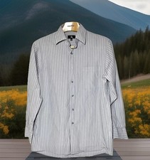 Men's Dress Shirt Calvin Klein Button Down Long Sleeve Gray Stripes L 16 32/33 