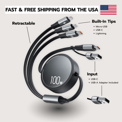 6-in-1 Retractable Charging Cable for Travel - Buy 2, Get 1 Free