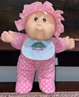 Cabbage Patch Babyland Rattle Doll Pink & white Polka dot outfit 11” Hasbro 1988
