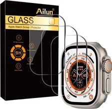 3 Pack Clear Tempered Glass Screen Protectors for Apple Watch Ultra 49mm 3/2