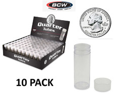 BCW Brand New 10 Pack - Quarter Tube - Coin Storage Tube With Screw On Cap