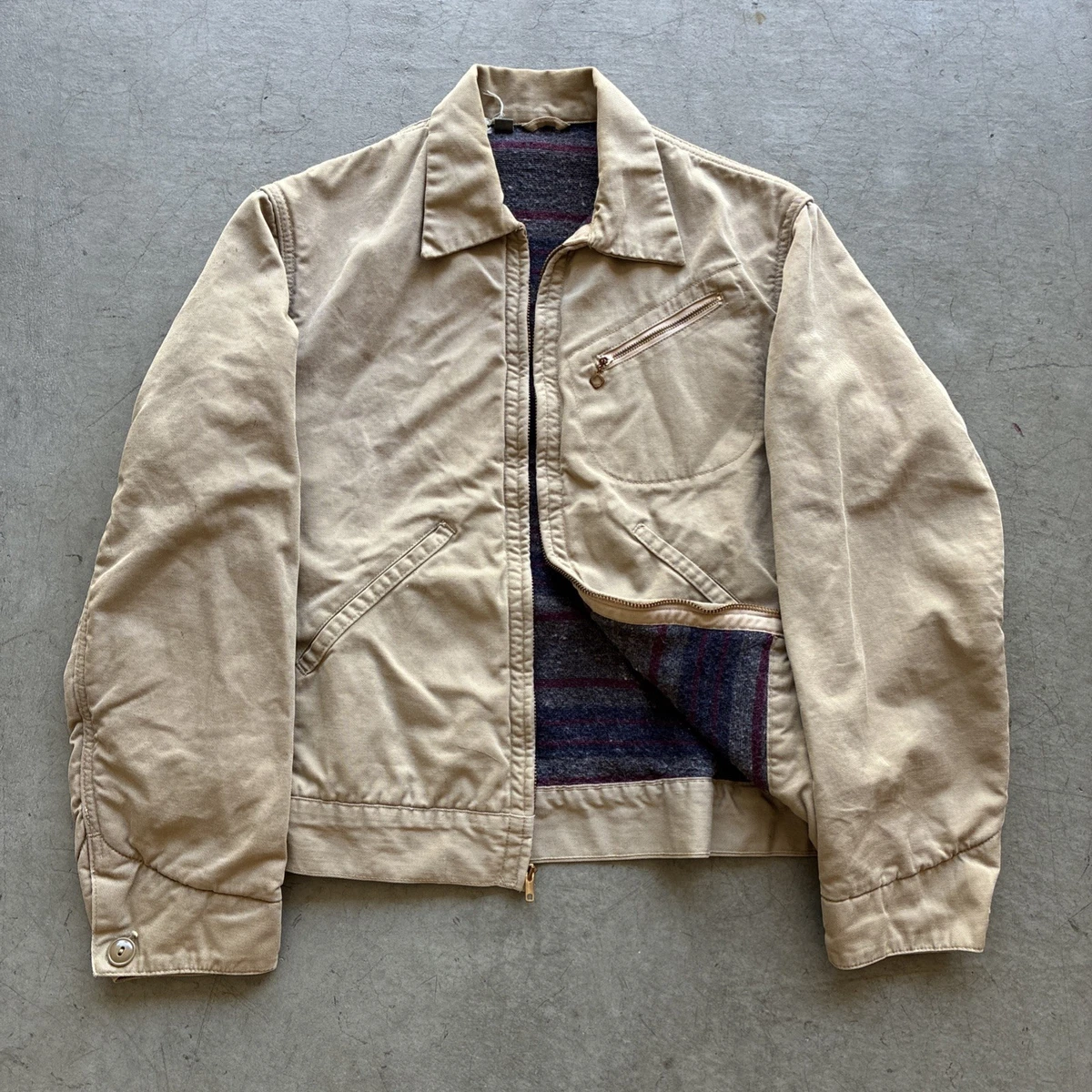 ジャケット・アウター vintage PAR AVION work jacket talon zip VINTAGE Workwear Jacket Mens Large Blue Full Zip Talon Nylon Lined ジャケット・アウター