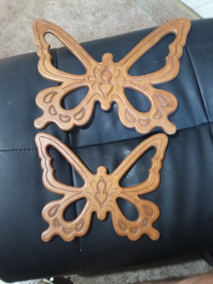 Genuine vintage wooden butterfly wall art from the 70s — lightweight, sculptural, and impossible to find new.