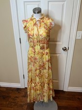 Zimmermann Yellow Hibiscus Matchmaker Flutter Midi Dress, Size 4 (0)