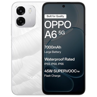 Oppo A6 5G (Ice White, 4 GB RAM, 128 GB Speicher) Mediatek Dimensity 6300