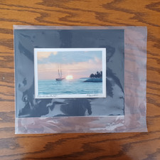 David Van Hulst Key West Artist Sailboat Sunset Print 8x10 Black Mat Signed