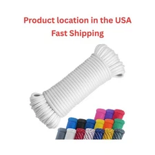 100 Ft 1/4" Nylon Poly Rope Strong Utility Polyester Cord for Clothesline Flag
