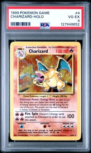 1999 POKEMON BASE SET UNLIMITED #4 CHARIZARD-HOLO PSA 4