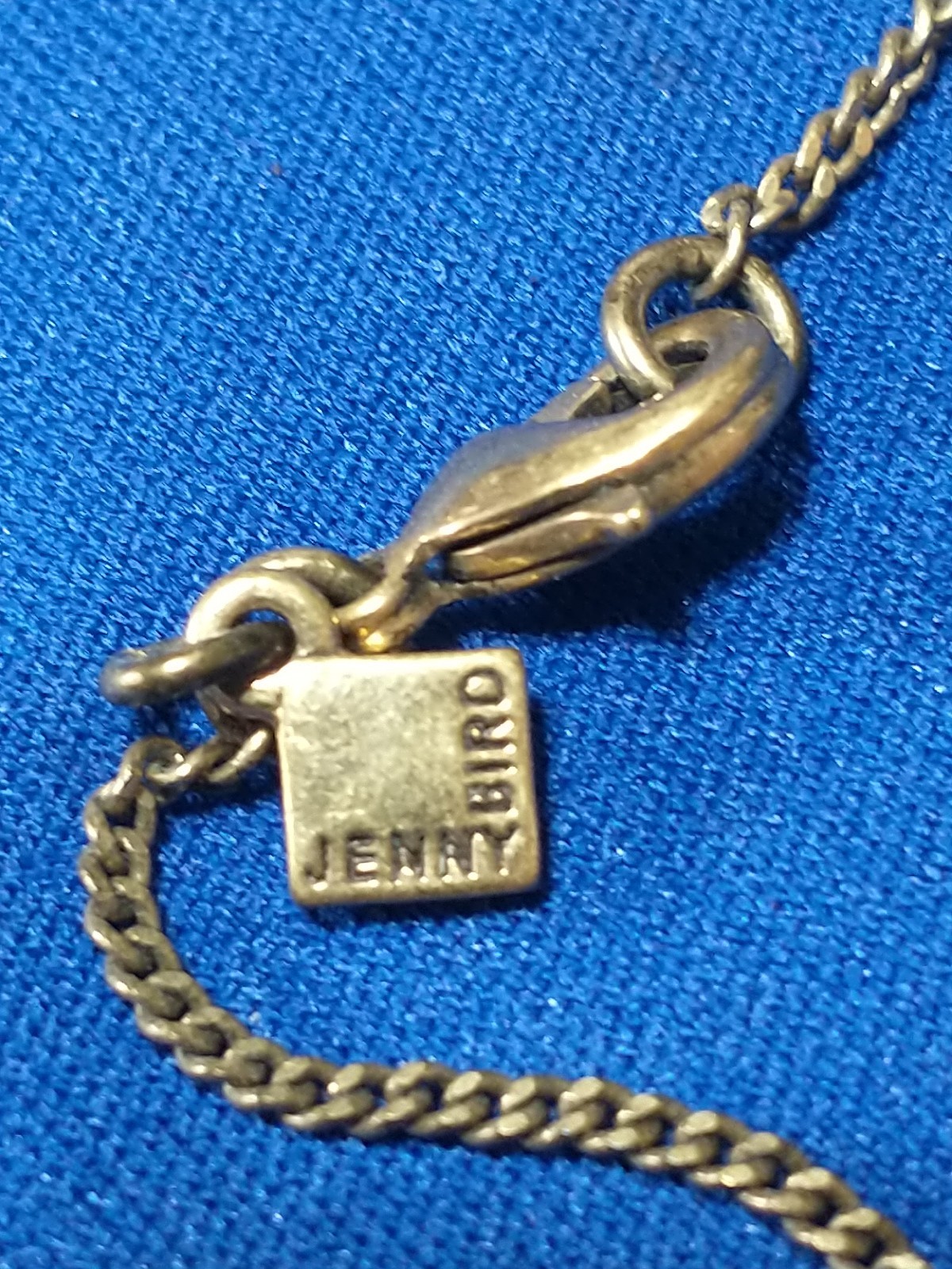 JENNY BIRD JB LARIAT GOLD TONE CHAIN NECKLACE 16"+ 12 1/2" DANGLE 1 3/8" PENDANT