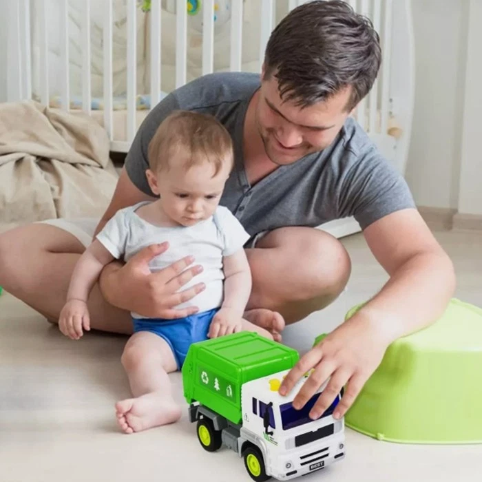 Игрушечный мусоровоз трение питание от света и звука пластиковая игрушка грузовик - Изображение 4 из 4