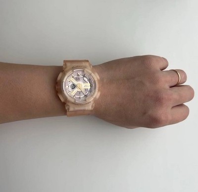 Vibrant dual Casio Baby G BA-110CS/5338 translucent case pink & tan chunky style