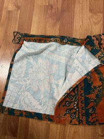 Urban Outfitters UO Saturn Corduroy Wrap Mini Skirt Teal Orange Boho Size XS