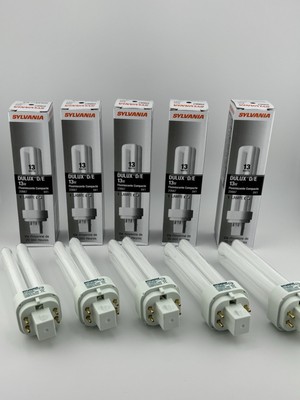  5 Lot Sylvania Dulux D/E 13W Compact Fluorescent Bulbs 12,000 Hours 20667 841