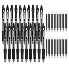 Shuttle Art Black Gel Pens, 48 Pack(20 Pens With 28 Refills) Retractable Medium