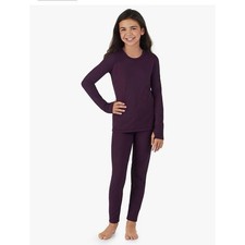 Cuddl Duds Girls Heavyweight Fleece Lined Thermal Set Boysenberry Purple Large