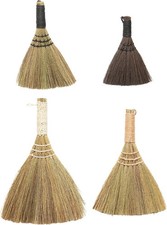 Whisk Brooms W/ Yarn Wrapped Handles Multi Color Neutrals Set of 4