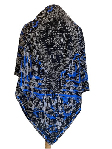 Emanuel Ungaro Seidentuch Abstrakt Blau Schwarz Muster Vintage Frankreich #A42