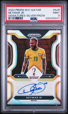 2022 PANINI PRIZM WORLD CUP QATAR SIGNATURES #NJR NEYMAR JR 14/49 PSA 9 AUTO