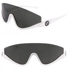 GUCCI 1650 White Black Sport Wrap Shield Gg1650S Unisex Rimless Sunglasses 007