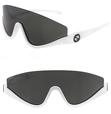 GUCCI 1650 White Black Sport Wrap Shield Gg1650S Unisex Rimless