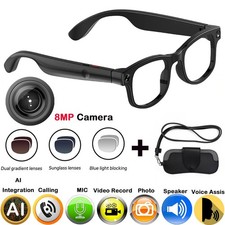 4K 8MP Camera AI Smart Glasses 32GB 290mAh Battery and Bluetooth