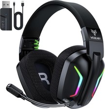 Gaming Headsets for PC, PS5, PS4, Switch, Mac, 2.4GHz Wireless Gaming Headphone