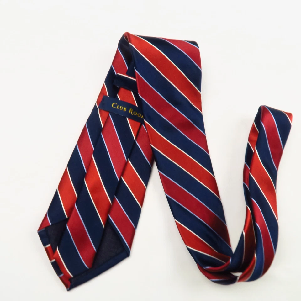 Club Room 蓝色红色校队条纹男式领带 60x3.5 长专业 — 第 4/4 张图片