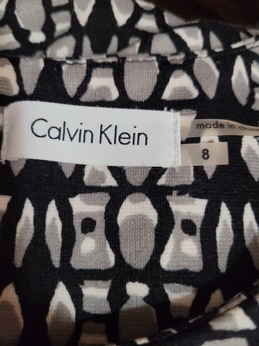 Calvin Klein Womens Size 8 Fitted Sleeveless Dress Gray Black White Pattern - Picture 6 of 7