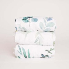 3 Pack Leafy Bassinet Fitted Sheet Set - 100 Cotton Baby Bedding for Boy/Girl