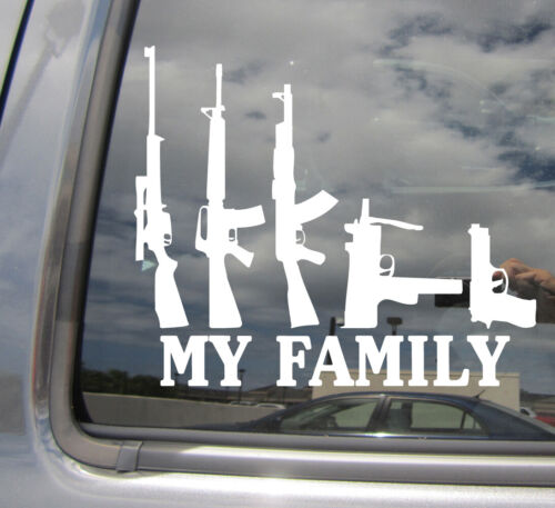 Gun Family - Derechos de la Segunda Enmienda - Calcomanía de vinilo para ventana automática de automóvil 09001 - Imagen 1 de 2