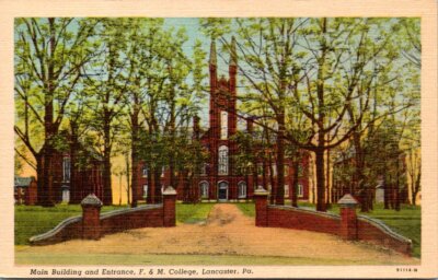 1940s Franklin & Marshall College Entry Lancaster Pennsylvania Vintage Postcard